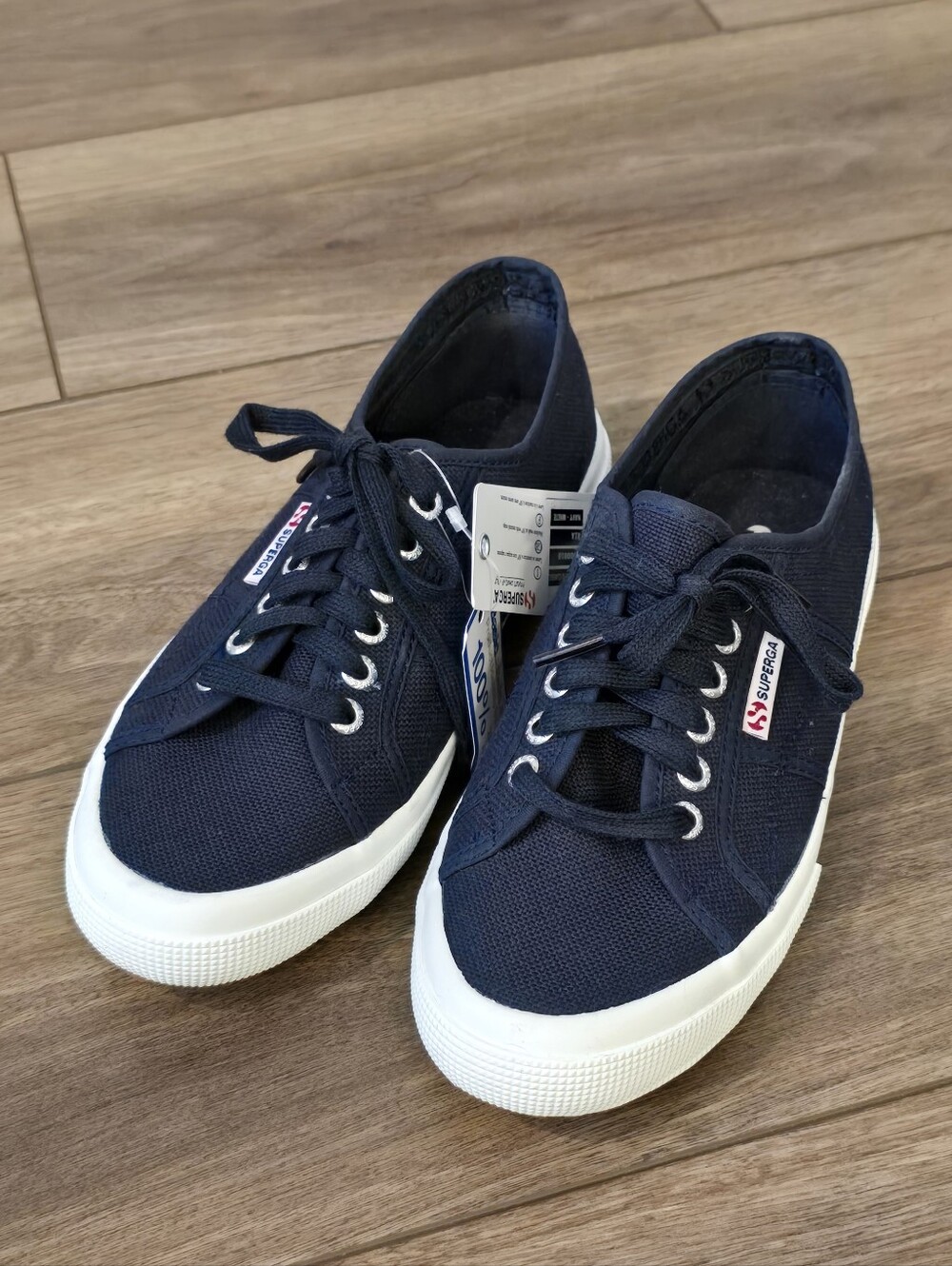 Superga Navy Canvas Low-Top Lace-Up Sneakers